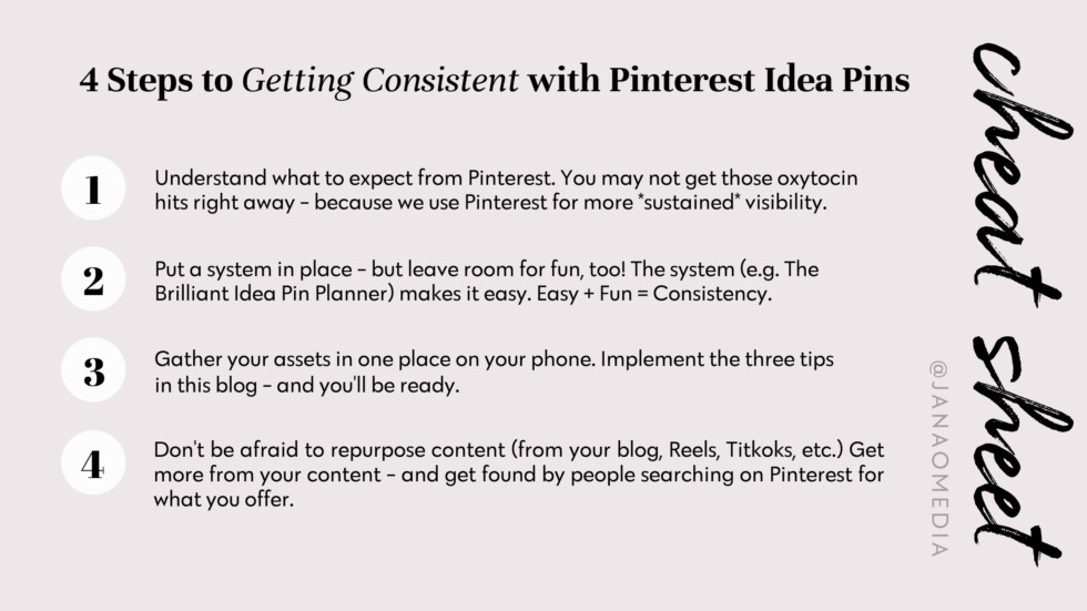 4 Steps To Becoming Consistent With Your Pinterest Idea Pins Jana O