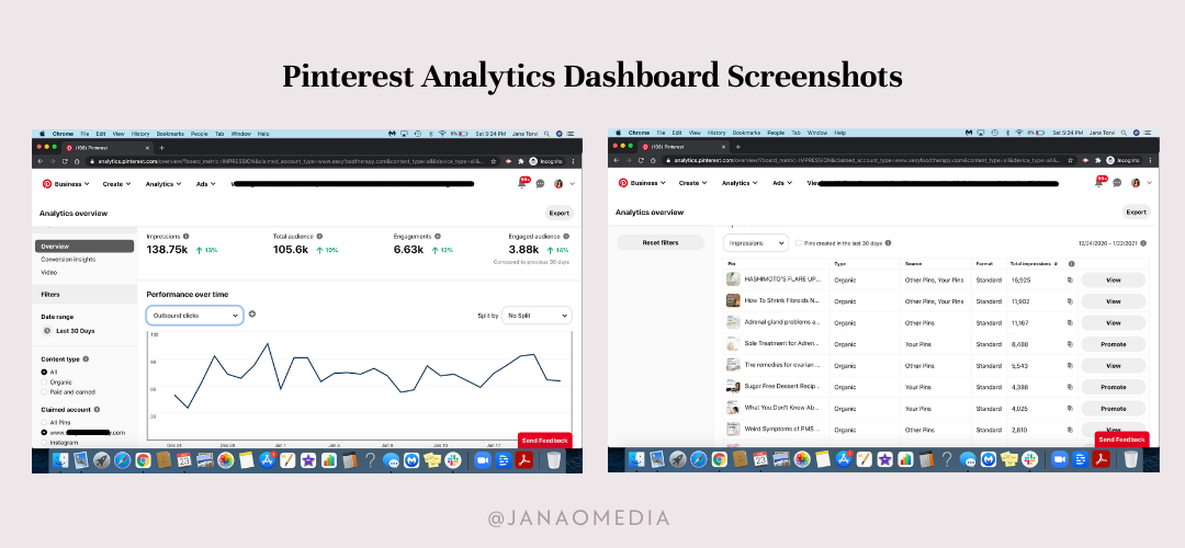 New Pinterest Analytics Dashboard Screenshots